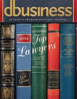 Bookshelf with business and law books.