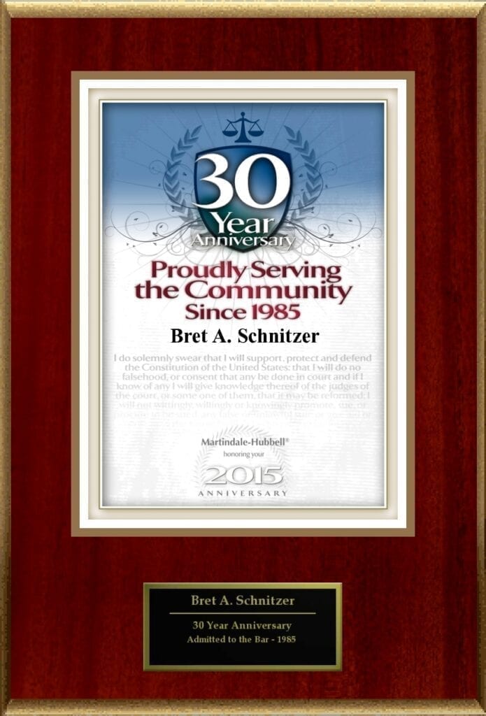 Plaque celebrating 30 years of community service.