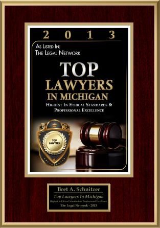 Award plaque for Top Lawyers in Michigan.